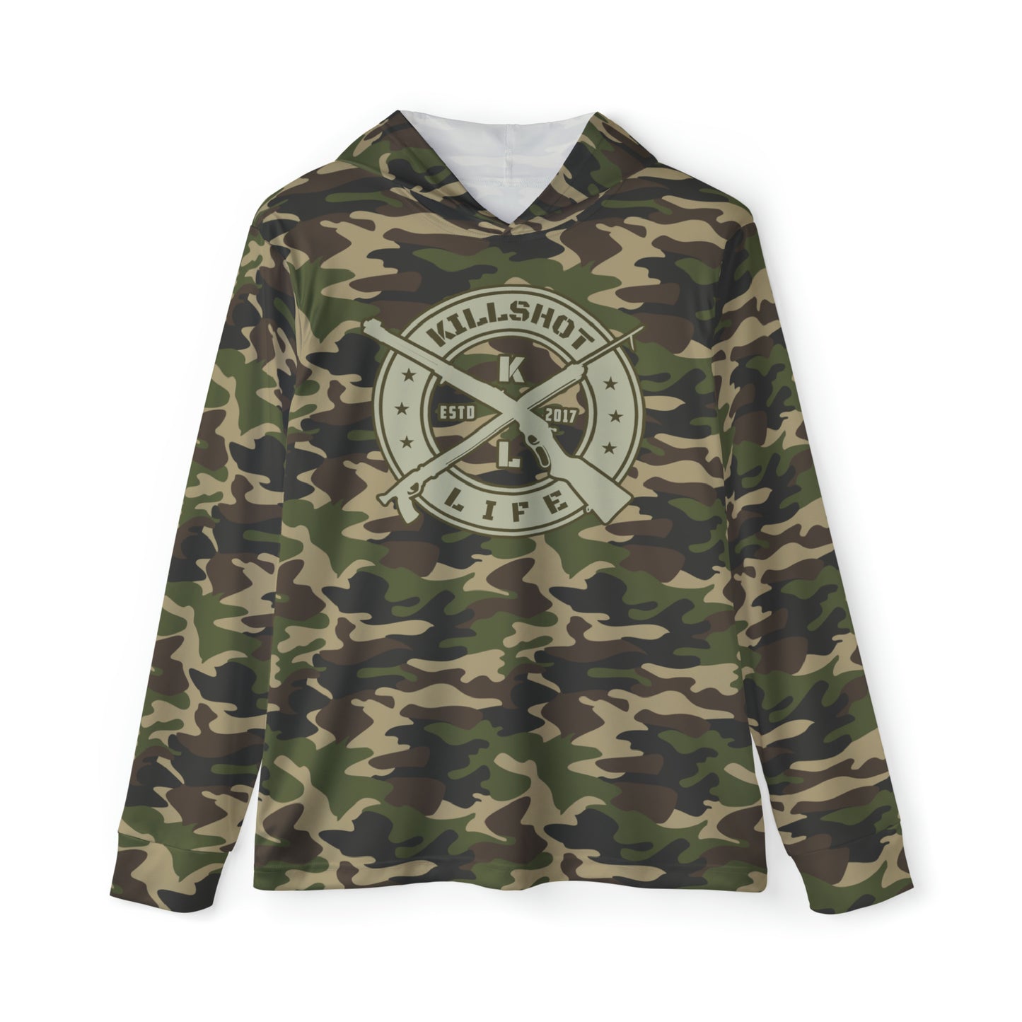 Spearfishing & Hunting UPF 50+ Sun Hoodie - Camo (Large Front Logo)