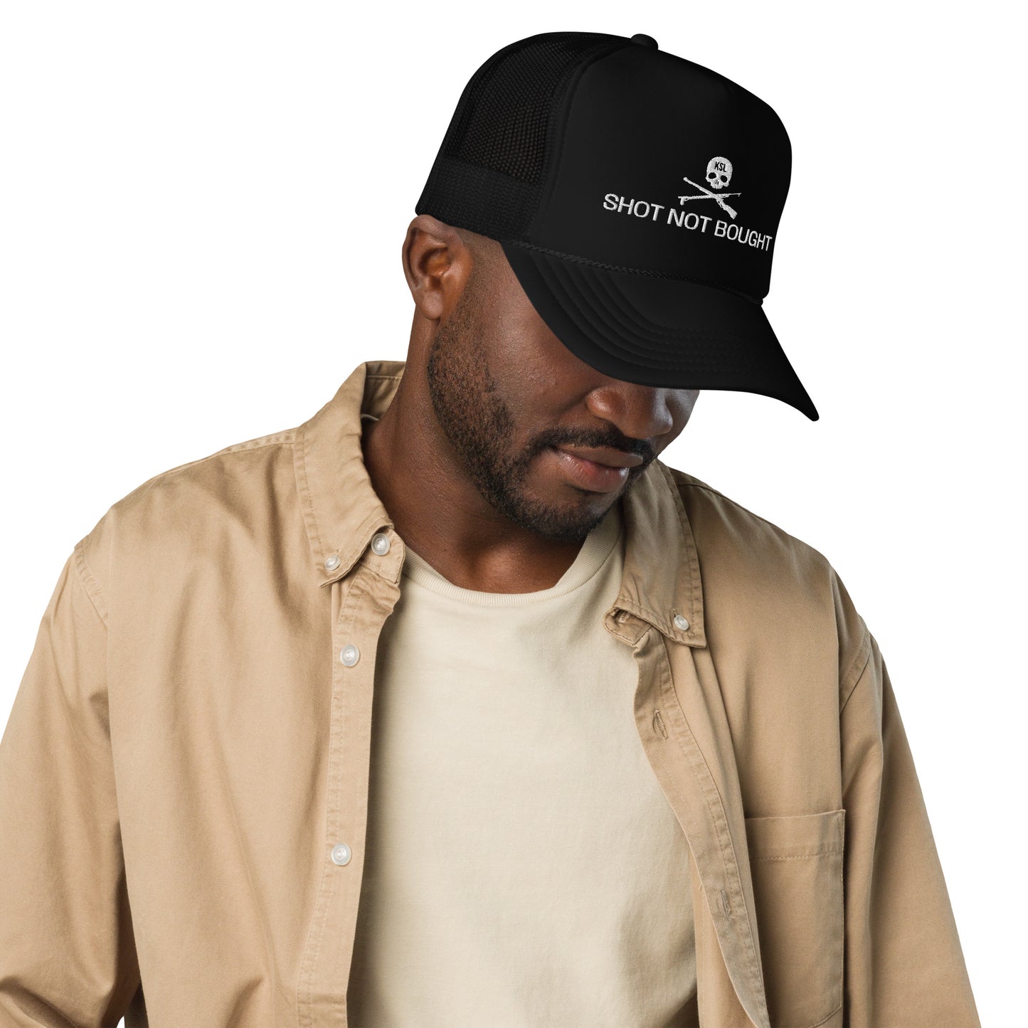 Shot Not Bought Foam Trucker Hat (White Embroidery)