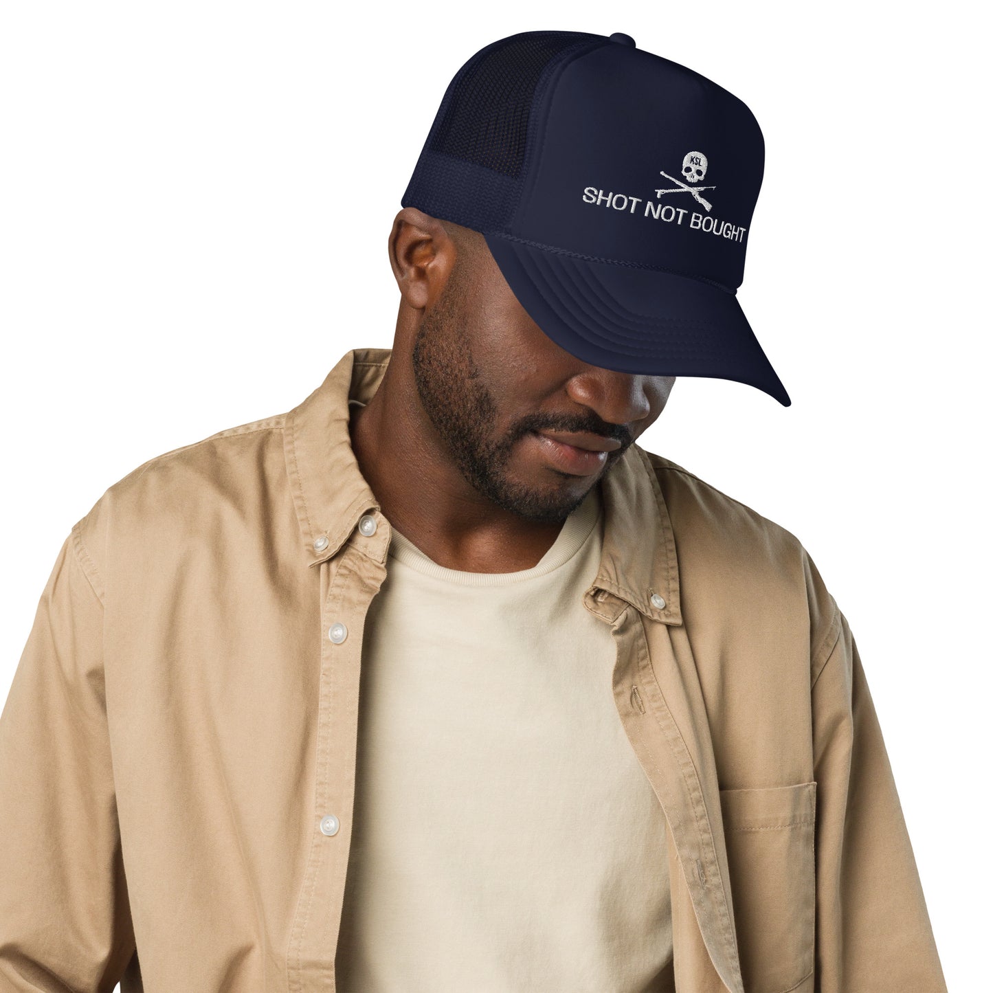 Shot Not Bought Foam Trucker Hat (White Embroidery)