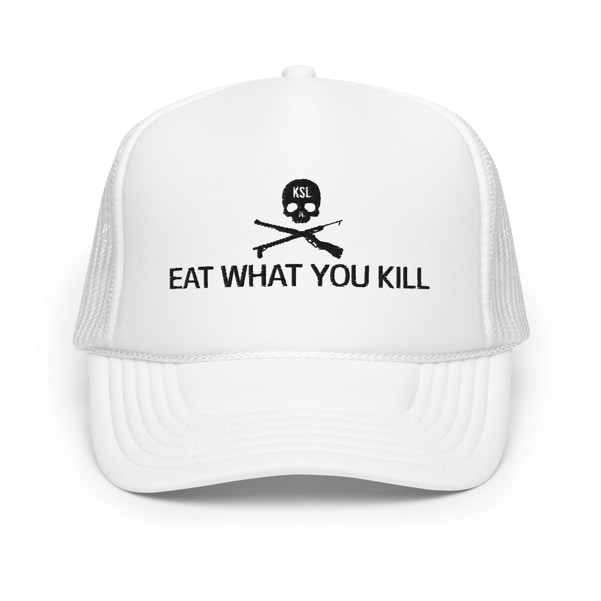 Eat What You Kill Foam Trucker Hat (Black Embroidery)