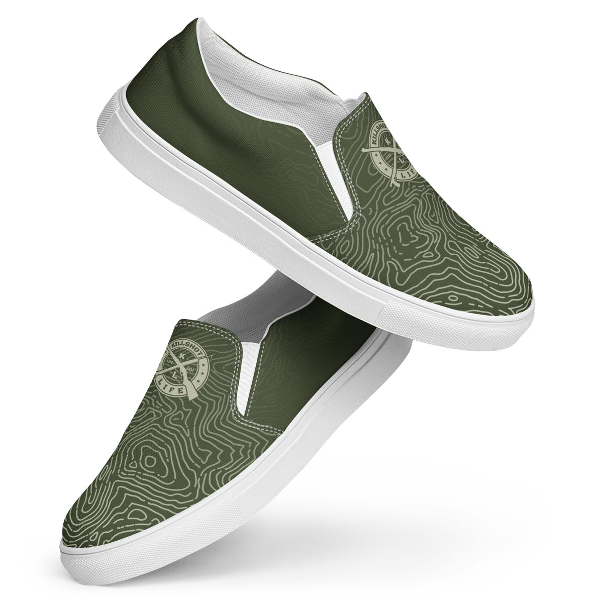 Men’s Slip-On Canvas Shoes - Olive Drab Topo