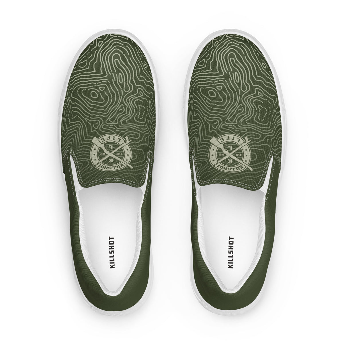 Men’s Slip-On Canvas Shoes - Olive Drab Topo
