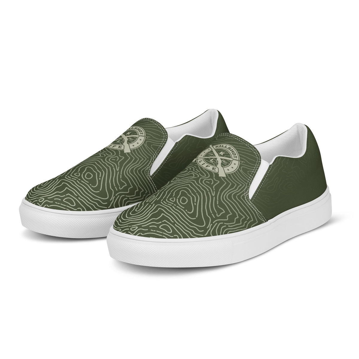 Men’s Slip-On Canvas Shoes - Olive Drab Topo