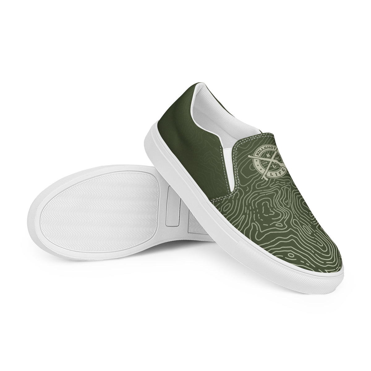 Men’s Slip-On Canvas Shoes - Olive Drab Topo