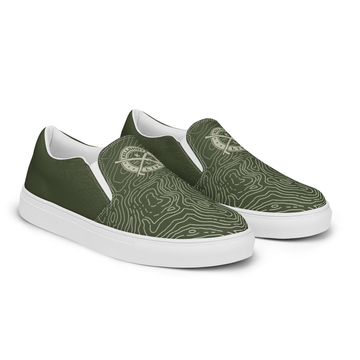 Men’s Slip-On Canvas Shoes - Olive Drab Topo