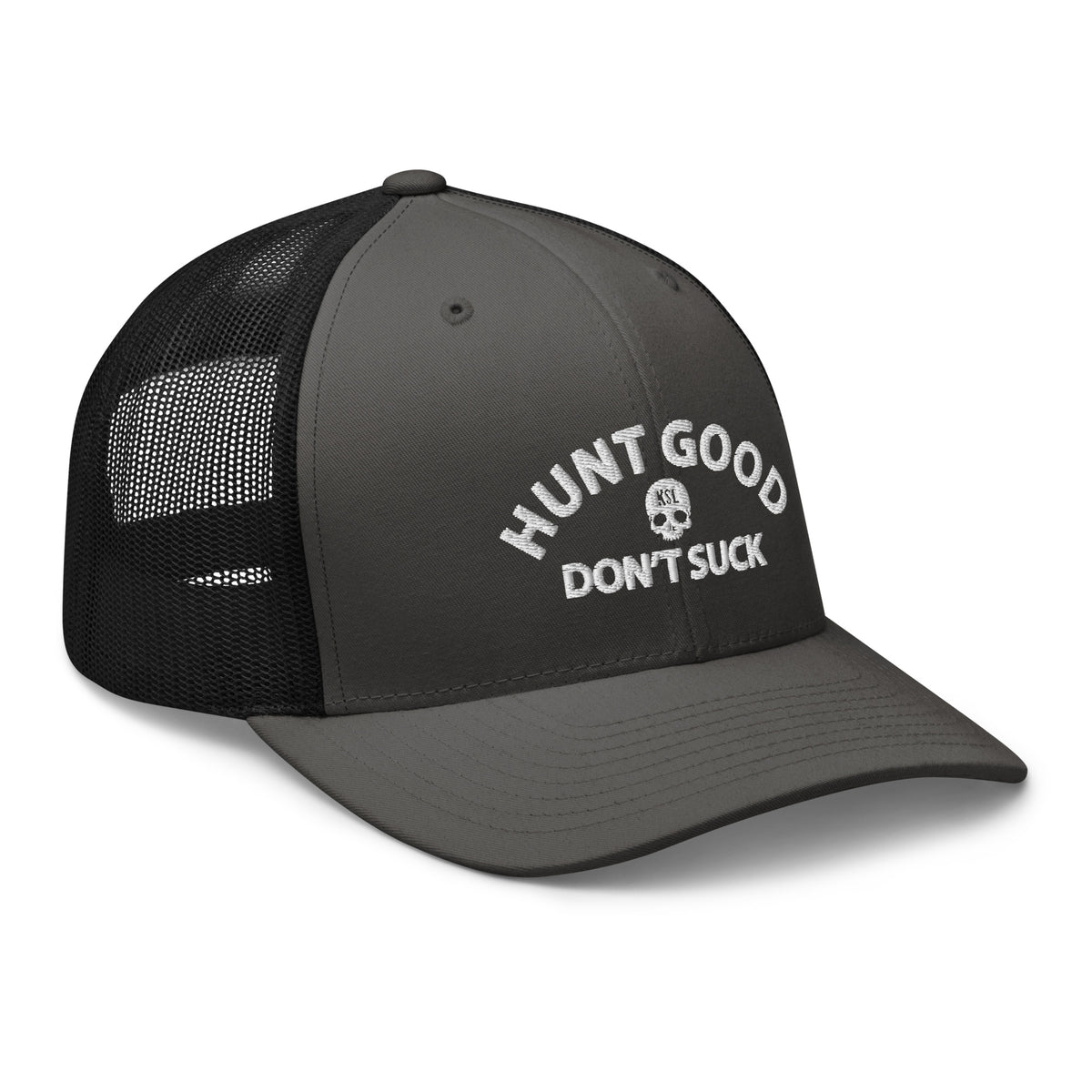 Hunt Good, Don't Suck Trucker Cap - White Thread