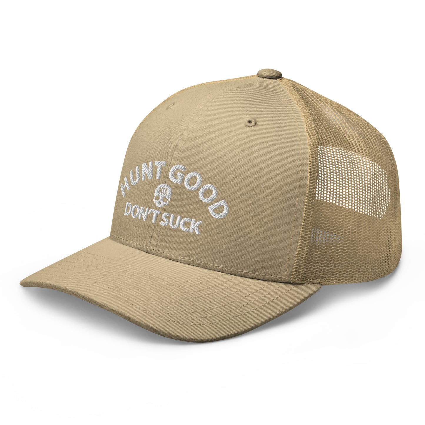 Hunt Good, Don't Suck Trucker Cap - White Thread