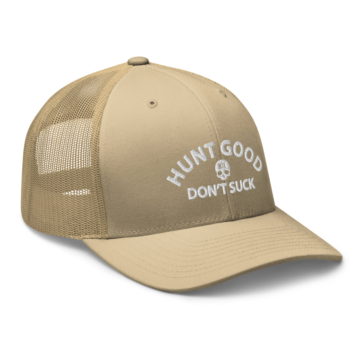 Hunt Good, Don't Suck Trucker Cap - White Thread