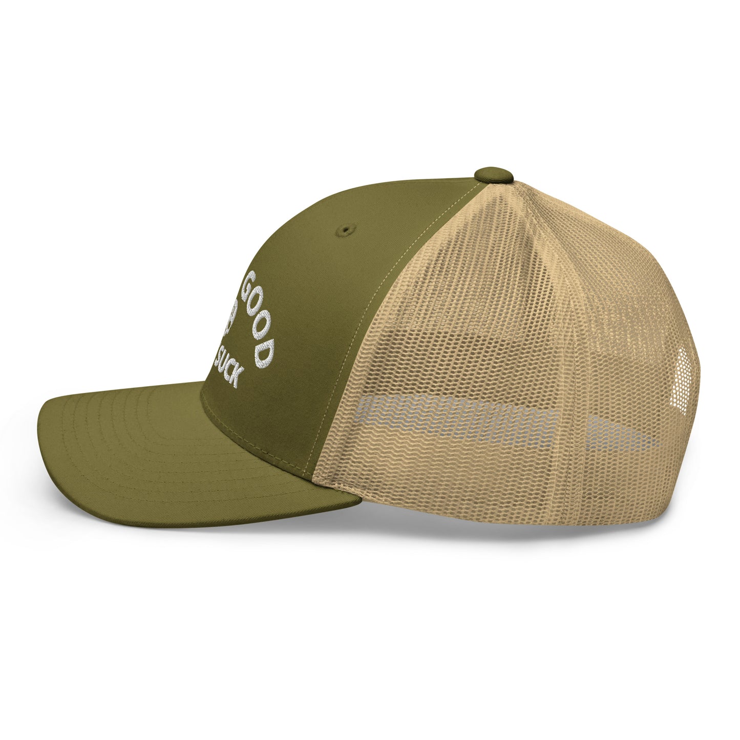 Hunt Good, Don't Suck Trucker Cap - White Thread