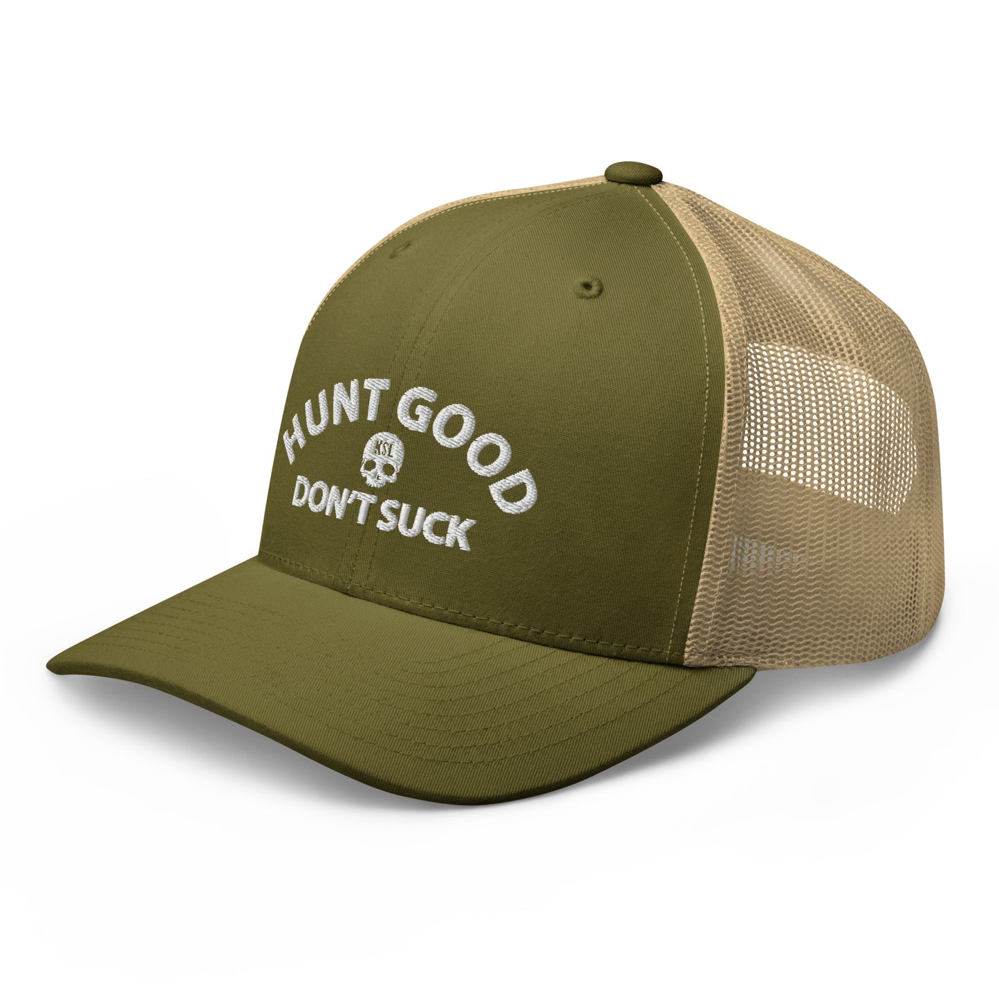 Hunt Good, Don't Suck Trucker Cap - White Thread