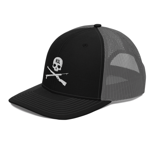 KILLSHOT Skull Trucker Cap - KSL Branded (White Embroidery)