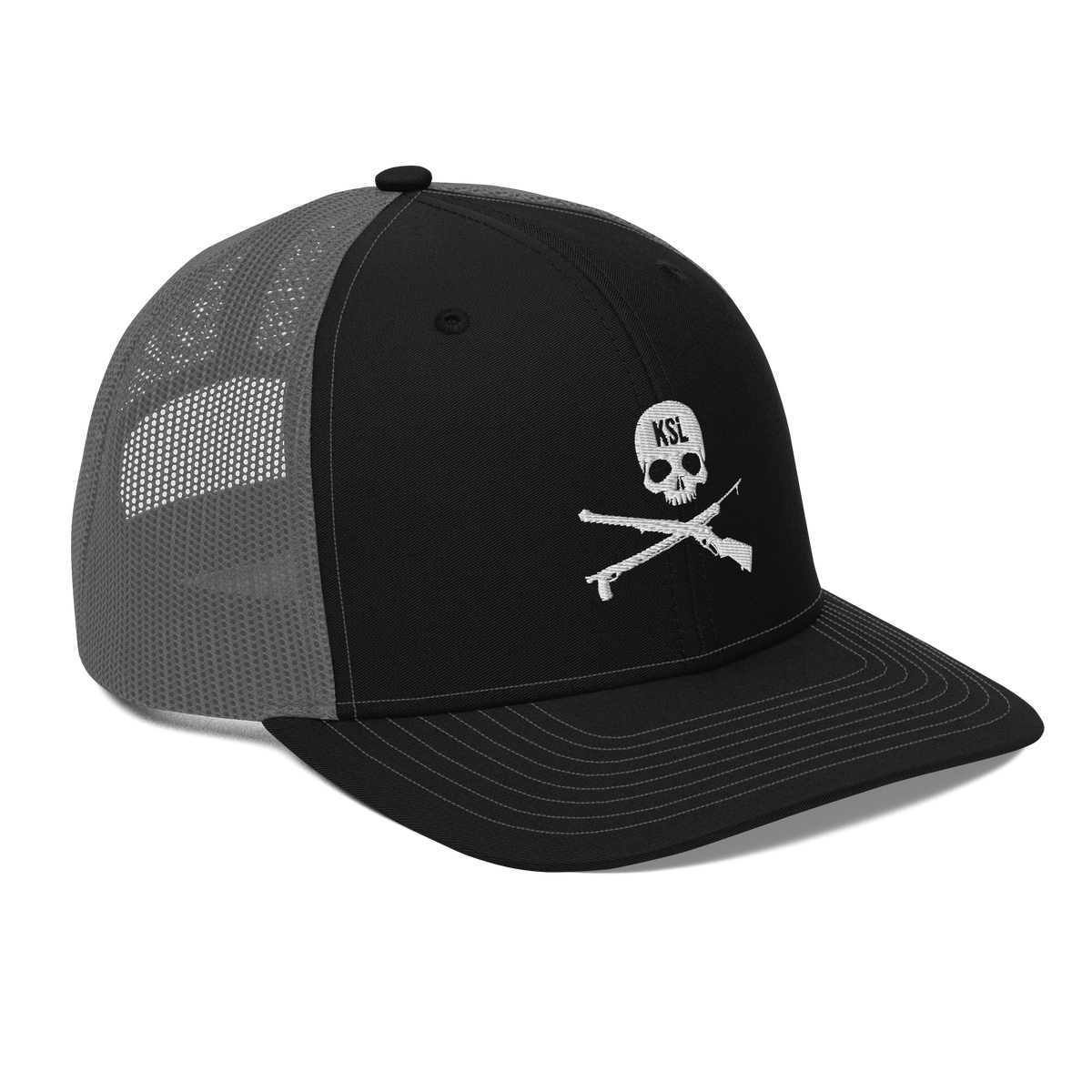 KILLSHOT Skull Trucker Cap - KSL Branded (White Embroidery)