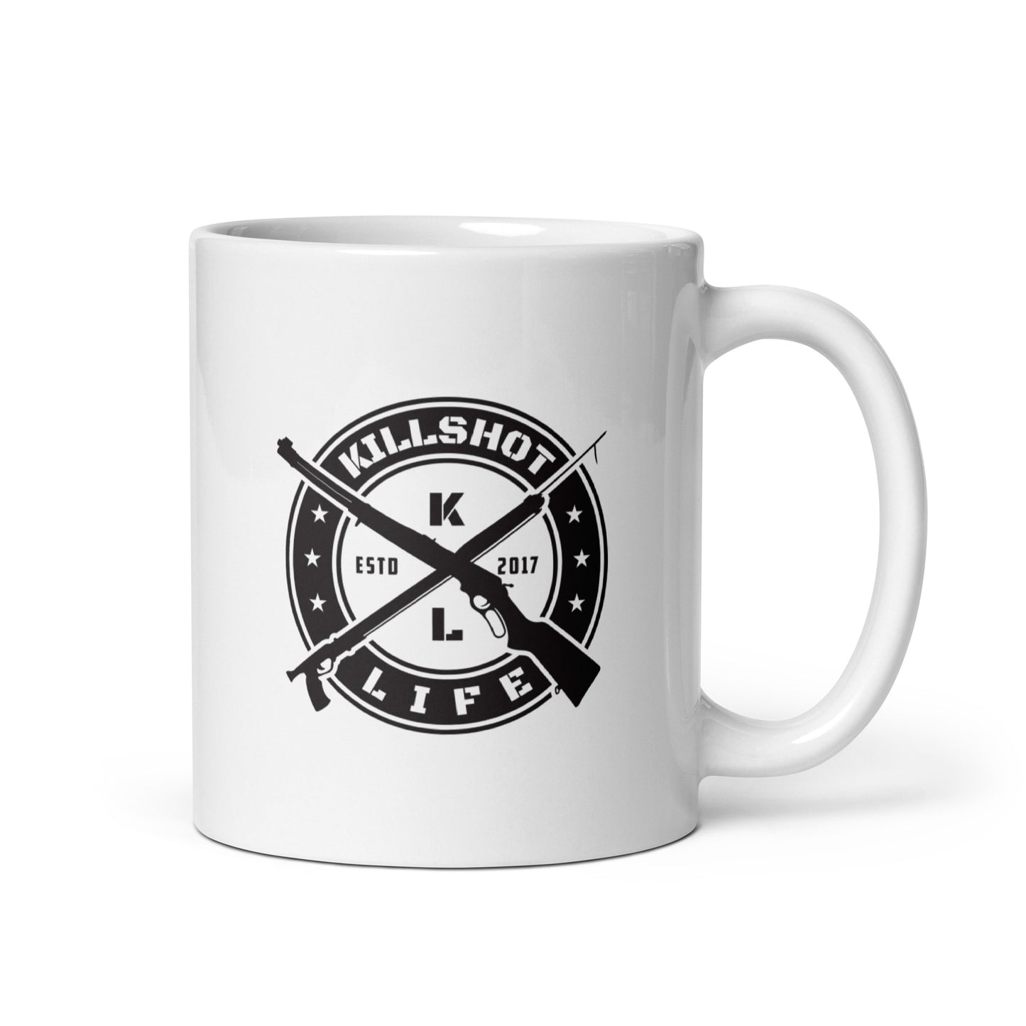 White Glossy KILLSHOT Mug (Shot not Bought Badge)