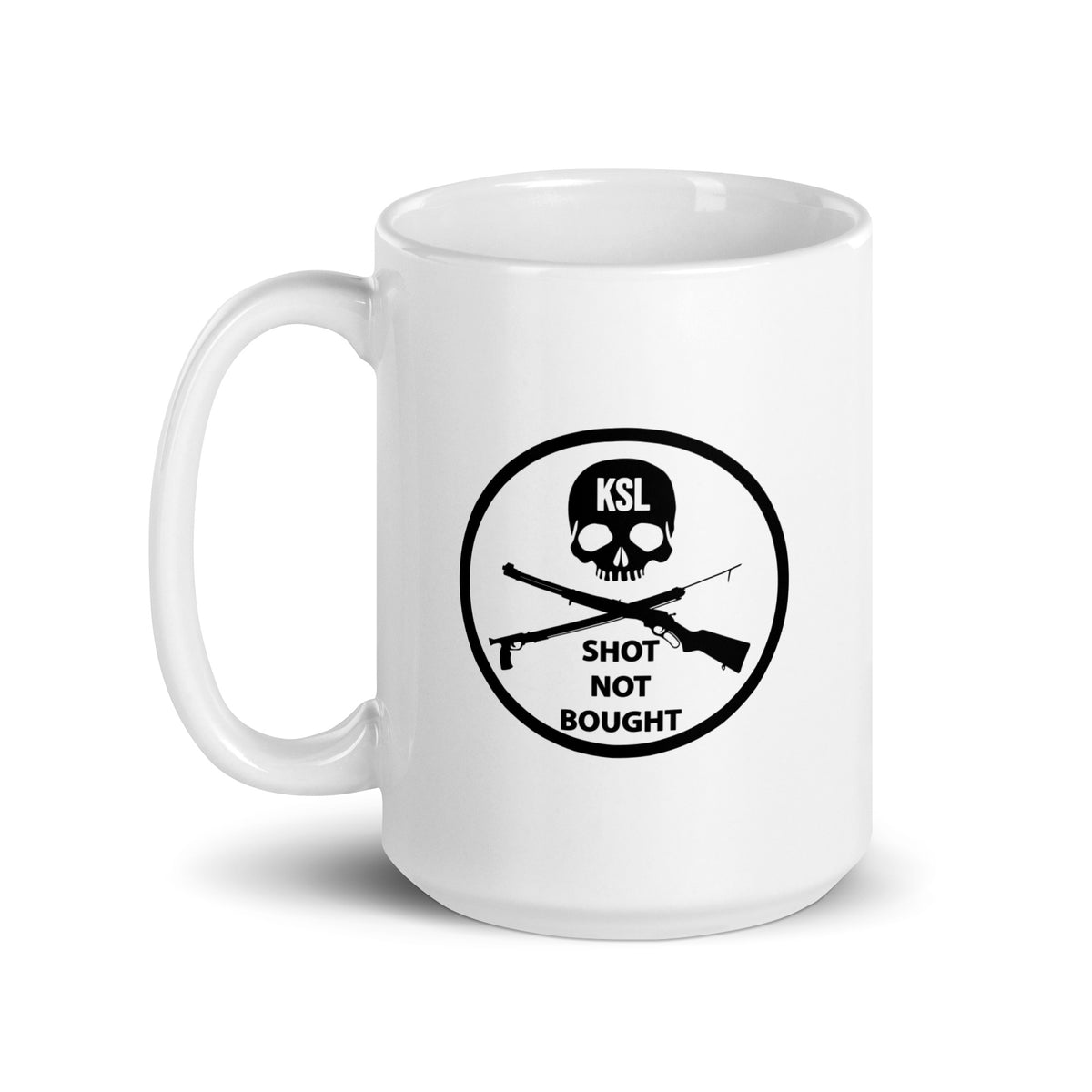 White Glossy KILLSHOT Mug (Shot not Bought Badge)